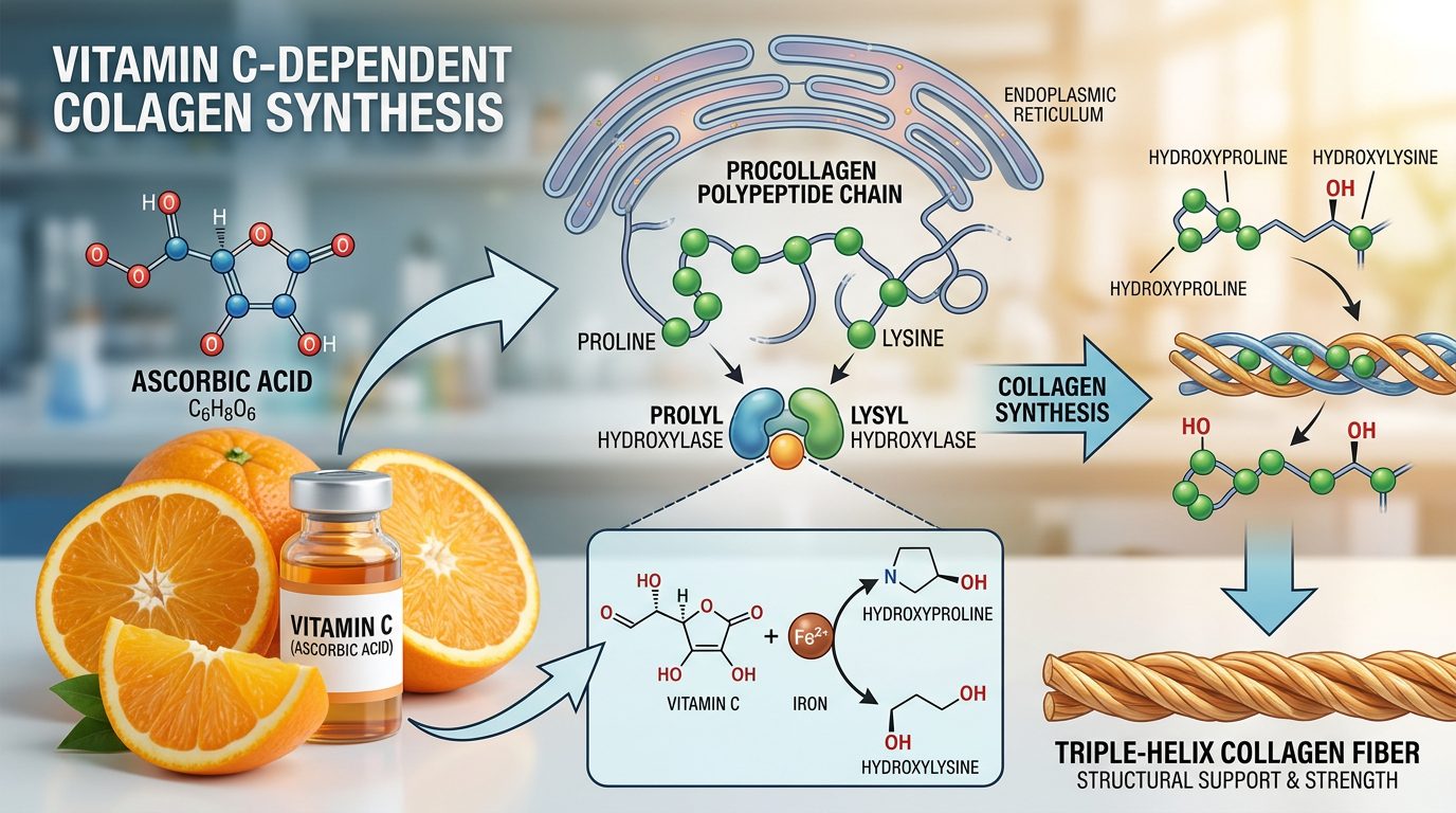 Vitamin C Orangen Kollagen Synthese Biochemie